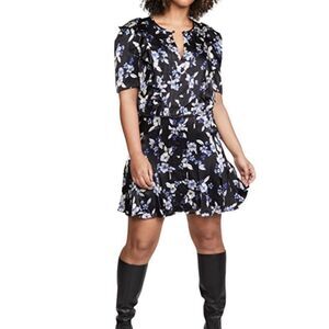 VERONICA BEARD Black Foral Cammielle Silk Mini - Dress Size 6